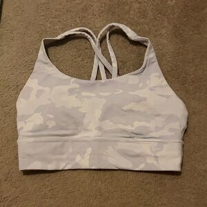Light Gray Camo Strappy Sports Bra - Lululemon white camo sports bra Size 6